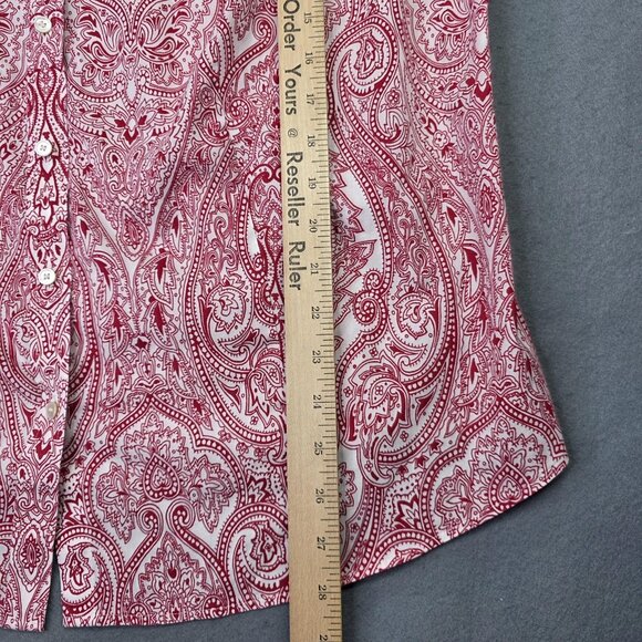 Talbots Shirt Womens 18W Red White Paisley Wrinkle Resistant Button Front Top - Picture 10 of 12